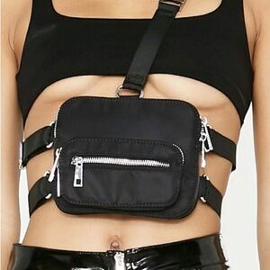 Black CrossbodyFunny pack Bag multiple straps two pack Dolls Kill one size